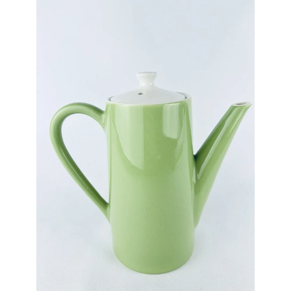 Vintage 1960s Royal China USA Ironstone Olive Green Coffee Pot – 4 Cup MCM